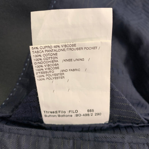 LARDINI Size 38 Navy Black Wool Double Breasted Tuxedo