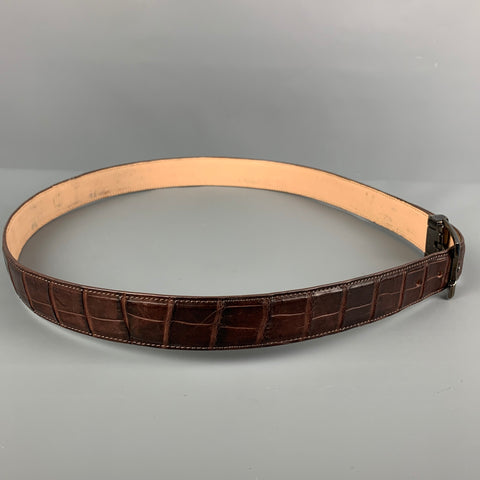 Ceinture en cuir gaufré croco marron VINTAGE taille L