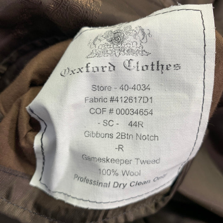 OXXFORD CLOTHES Size 44 Regular Brown Blue Plaid Wool Tweed Notch Lapel Sport Coat