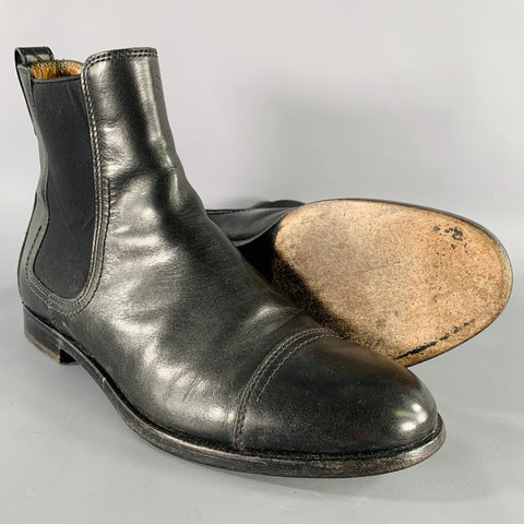 LANVIN Size 9 Black Leather Chelsea Ankle Boots
