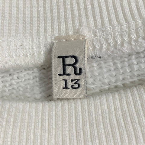 R13 SS22 Size S Black White Animal Print Checkered Cotton Oversized Crew Neck Sweatshirt