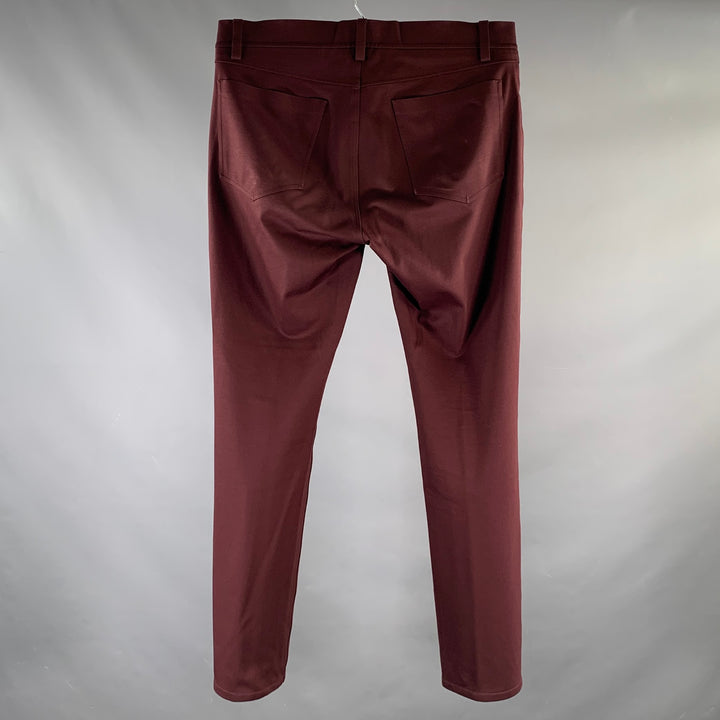THEORY Size 32 Burgundy Cotton / Polyester Tapered Casual Pants