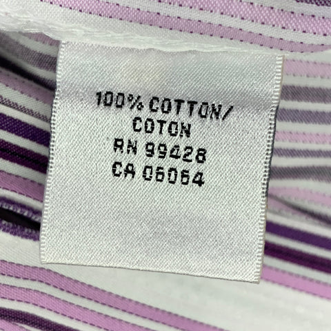 BUGATCHI UOMO Size XXL Purple White Stripe Cotton Long Sleeve Shirt