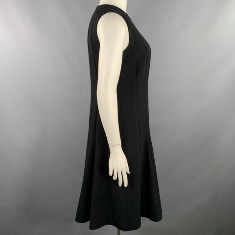 AKRIS Size 12 Black Wool Blend Sleeveless Tulip Dress