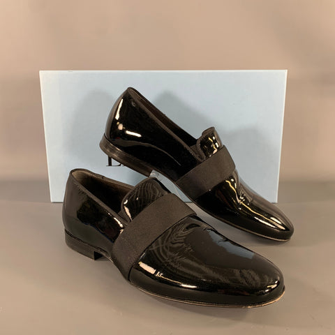 LANVIN Size 8 Black Patent Leather Slip On Loafers