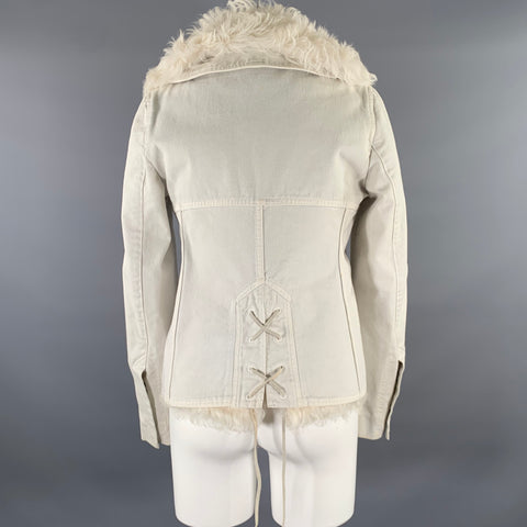 GUCCI FW 2001 by Tom Ford Size S Cream Fur Lined Cotton Jacket