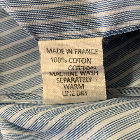CHARVET Size M Blue Stripe Cotton Pointed Collar Long Sleeve Shirt