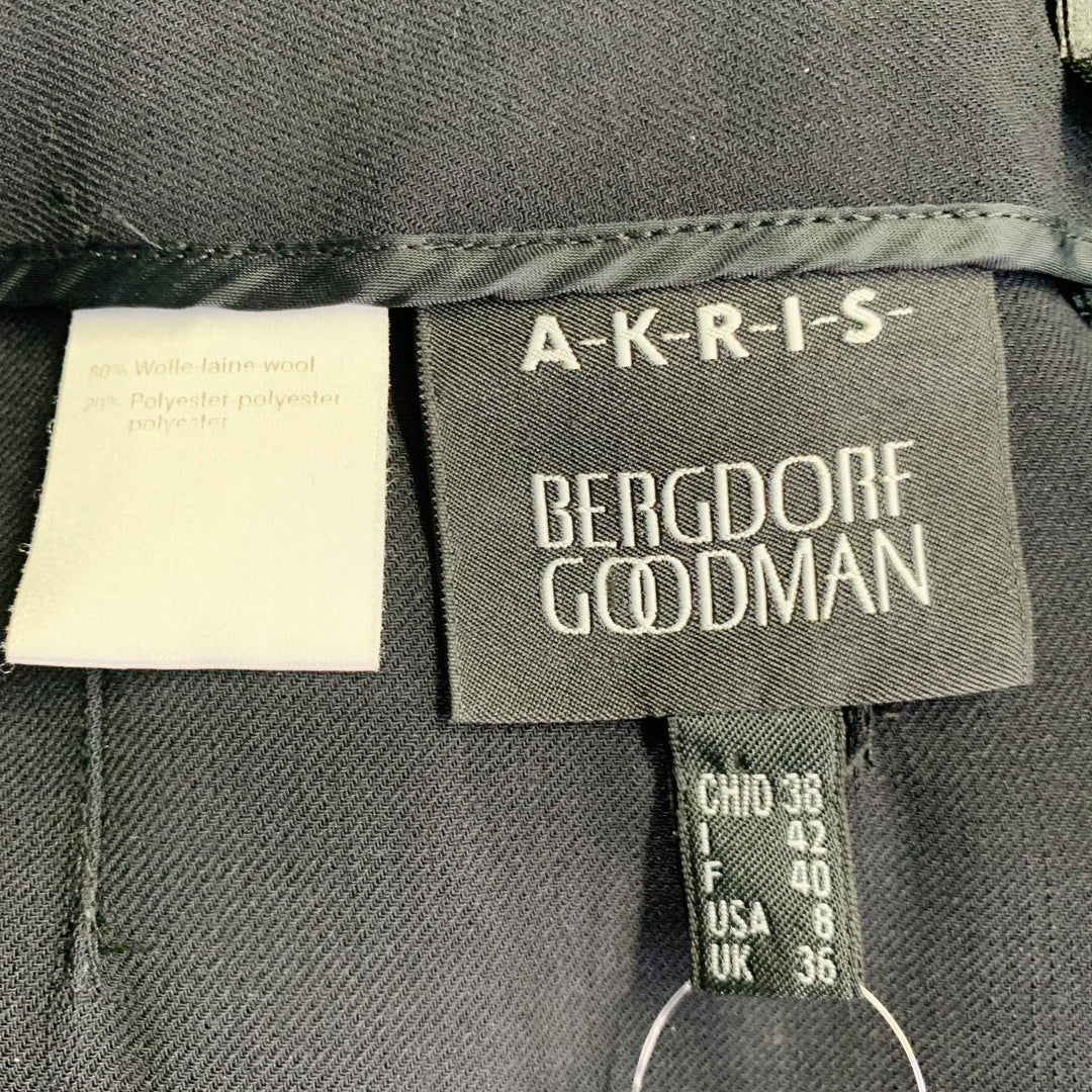 AKRIS Size 8 Black Wool Blend Side Zipper Slim Straight Dress Pants