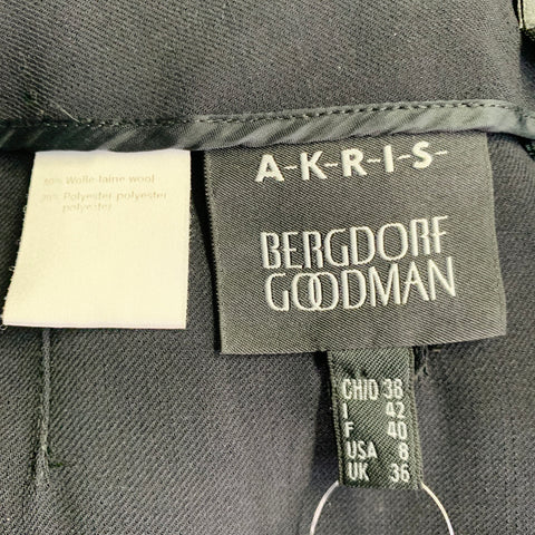 AKRIS Size 8 Black Wool Blend Side Zipper Slim Straight Dress Pants