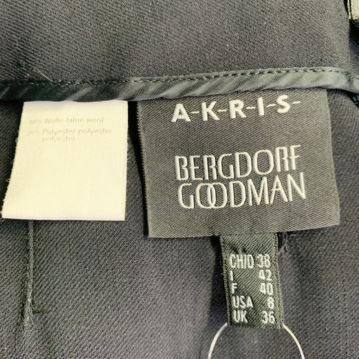 AKRIS Size 8 Black Wool Blend Side Zipper Slim Straight Dress Pants