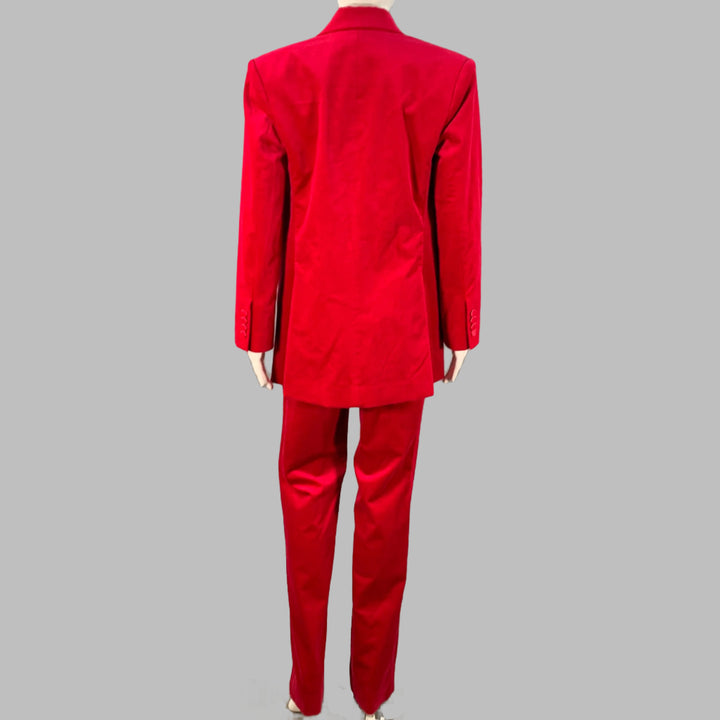 A.L.C. Size 6 Raspberry Red Velvet Peak Lapel Double Breasted Pantsuit