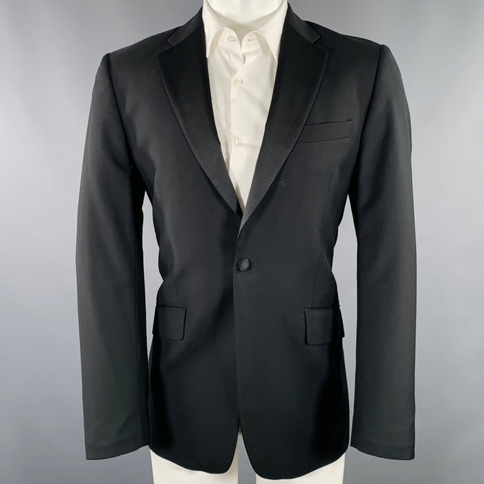 PAUL SMITH Size 38 Black Wool Mohair Tuxedo Sport Coat