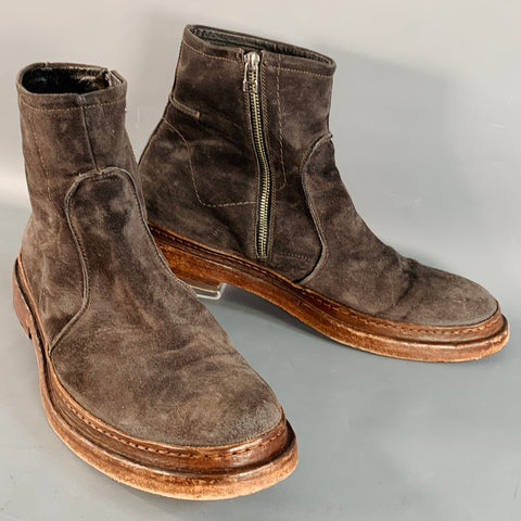 UNTAMED STREET Size 13 York Brown Suede Side Zipper Boots