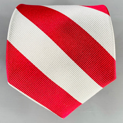 O'CONNELL'S Red Silver Diagonal Stripe Silk Tie