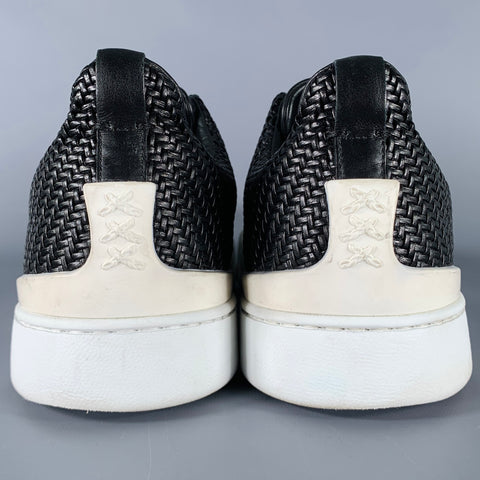 ERMENEGILDO ZEGNA Size 12 Black Brown Woven Leather Slip On Sneakers