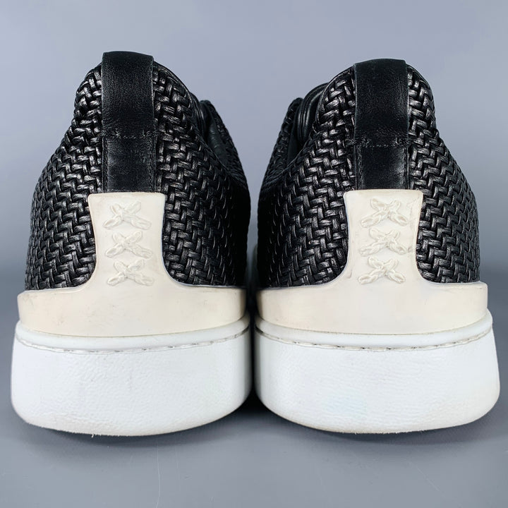 ERMENEGILDO ZEGNA Size 12 Black Brown Woven Leather Slip On Sneakers