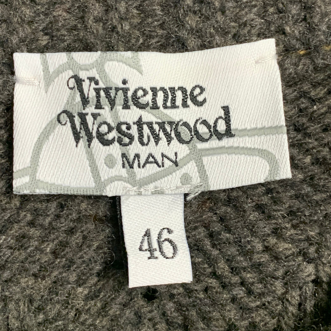 VIVIENNE WESTWOOD Size 36 Brown Tan Cable Knit Wool Cutout Long Cardigan