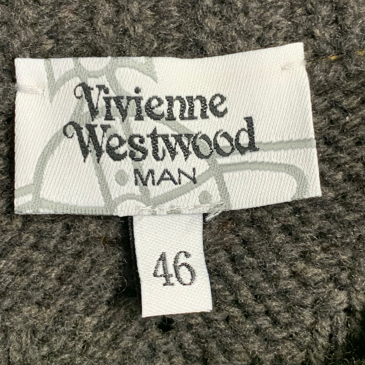 VIVIENNE WESTWOOD Size 36 Brown Tan Cable Knit Wool Cutout Long Cardigan