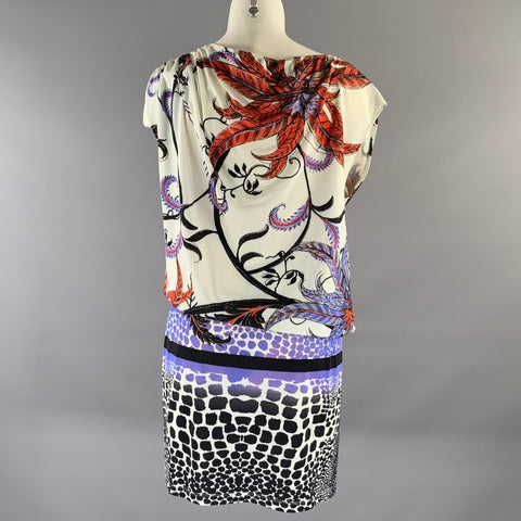 ROBERTO CAVALLI Size M Nylon Blend Feather Drop Waist Dress