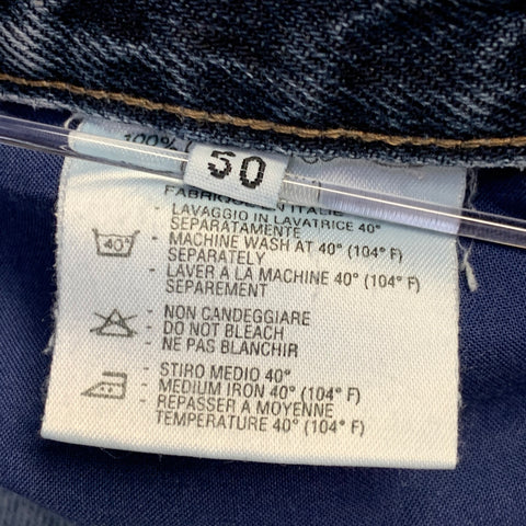 GUCCI Size 34 Blue Distressed Cotton Tapered Button Fly Jeans