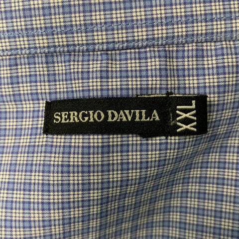 SERGIO DAVILA Size XXL Blue Plaid Cotton Button Up Long Sleeve Shirt