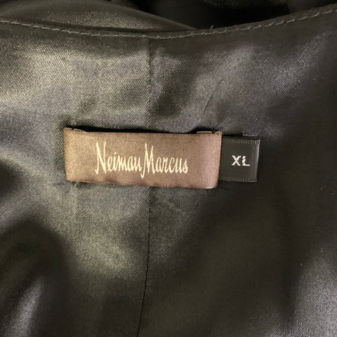 NEIMAN MARCUS Size XL Black Silk Buttoned Vest
