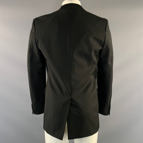 DAVID MAYER Chest Size 38 Black Polyester & Viscose Peak Lapel Sport Coat