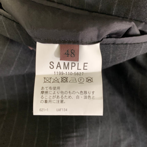 UNITED ARROWS Chest Size 48 Black Grey Pinstripe Cotton Blend Sport Coat