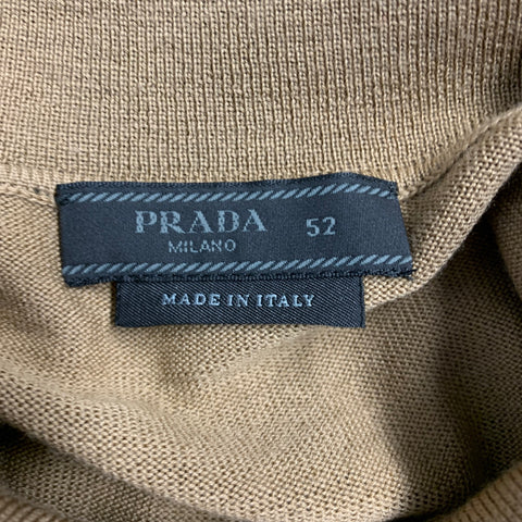PRADA Taille L Polo boutonné en laine tricotée beige beige