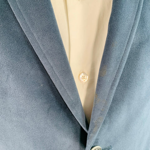 MICHAEL by MICHAEL KORS Size 42 Regular Blue Brown Velvet Elbow Patches Sport Coat