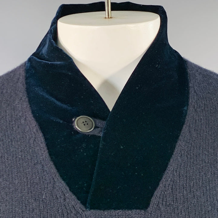 GIORGIO ARMANI Size 42 Navy Black Knit Cashmere V-Neck Sweater