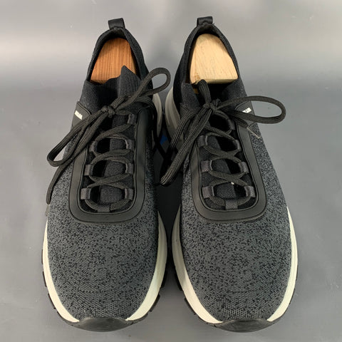 PRADA Size 11 Black Grey Ombre Nylon Stretch Sneakers