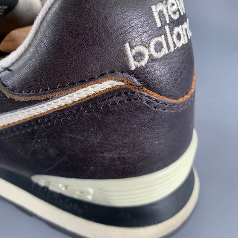 NEW BALANCE Size 11 Classic 574 Brown Off White Leather Sneakers