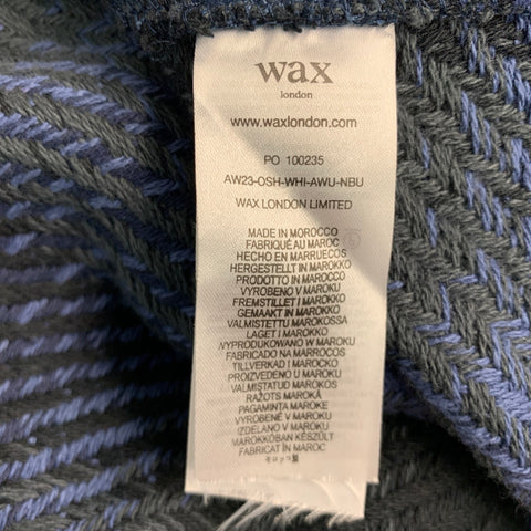 WAX Size L -Whiting Overshirt- Blue Grey Plaid Cotton Blend Button Down Jacket