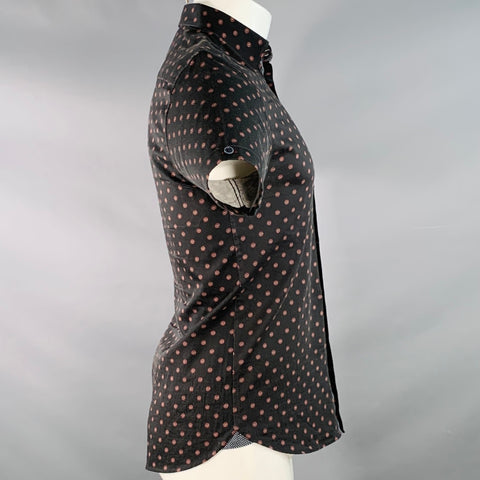 Chemise à manches courtes en coton à imprimé floral abstrait noir et rouge TED BAKER taille XS Lliam