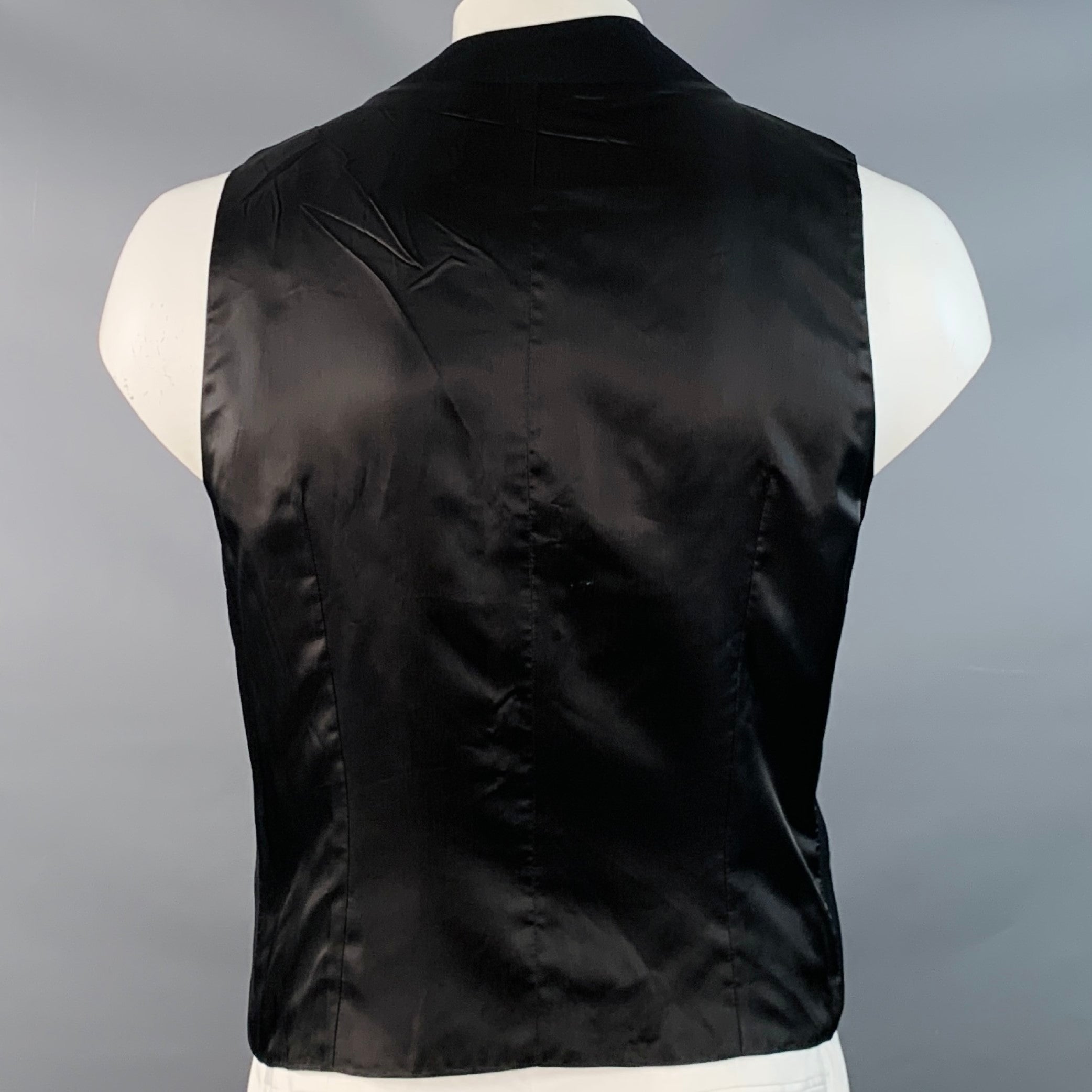 ALEXANDER MCQUEEN Size 42 Black Wool Asymmetrical Peak Lapel