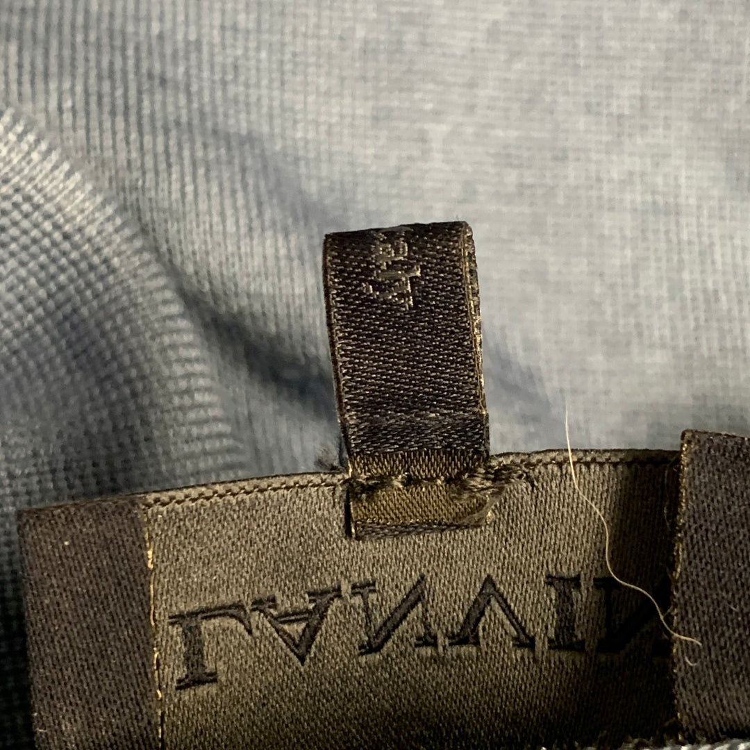 LANVIN Size M Blue Silk Jersey Long Sleeve Polo