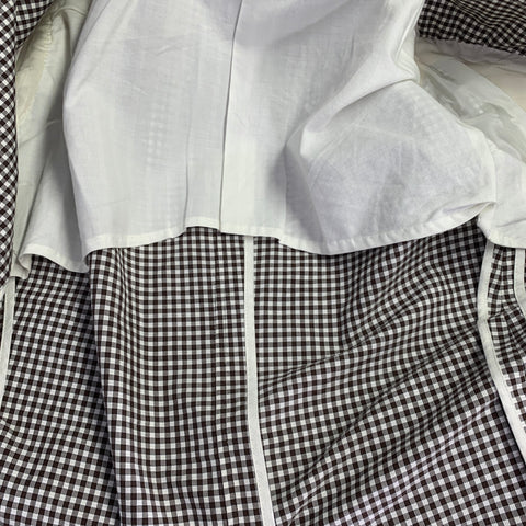 BLACK FLEECE Size 42 White Brown Checkered Cotton Silk Sport Coat