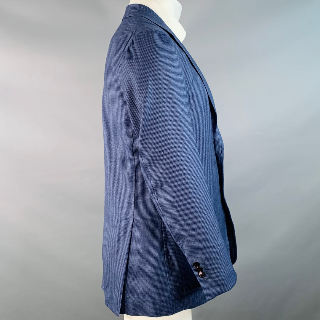 ISAIA Size 40 Navy Black Houndstooth Wool Silk Vicuna Sport Coat