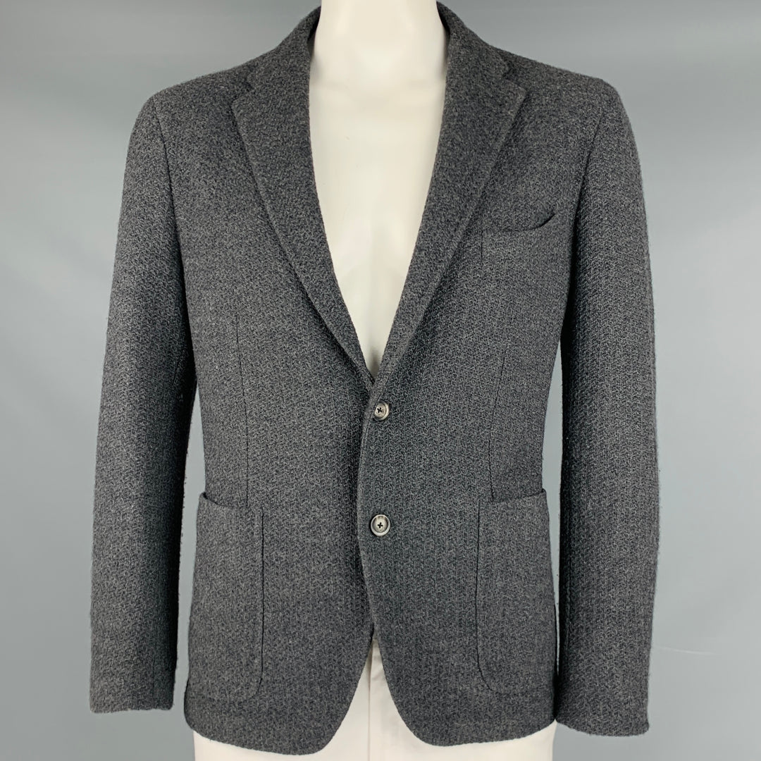 TAGLIATORE Size 44 Grey Virgin Wool Single Breasted Jacket
