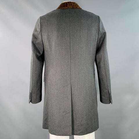 PS by PAUL SMITH Gents Overcoat Size XXL Grey Black Nailhead Wool Contrast Collar Coat