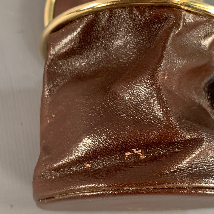 GIVENCHY Vintage Brown Gold Logo Leather Coin Purse
