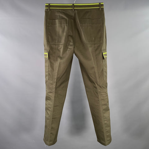 VALENTINO Size 30 Olive Neon Cotton Cargo Pockets Casual Pants