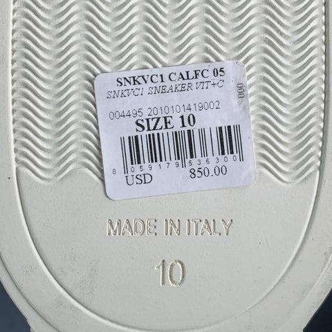 ISAIA Size 11 White Green Leather Lace-Up Low Top Sneakers