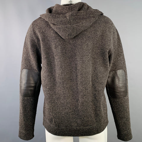 JOHN VARVATOS Size M Brown Heather Wool Camel Hooded Zip Up Sweater