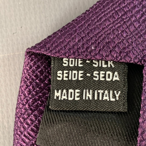 VALENTINO Purple Saffiano Crosshatch Textured Silk Tie