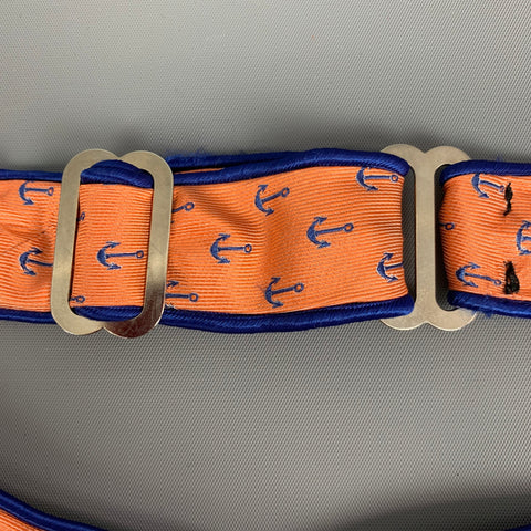 MICHAEL LAMONT Orange Navy Anchor Silk Adjustable Bow Tie