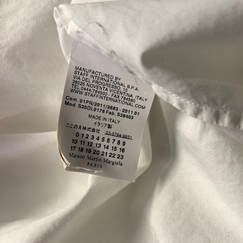 MAISON MARTIN MARGIELA Size S White Light Grey Cotton Long Sleeve Shirt