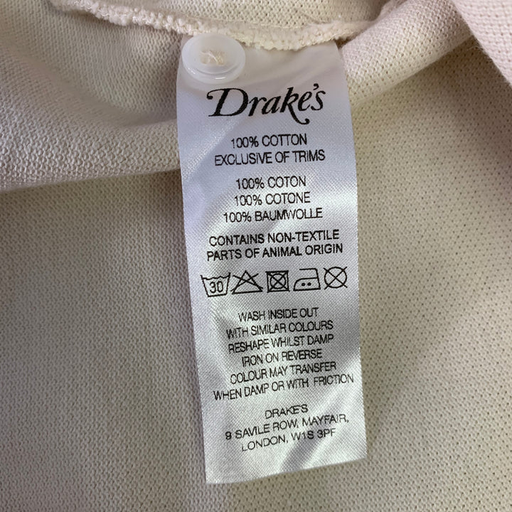 DRAKES LONDON Size L Beige Cotton Pique Long Sleeve Polo