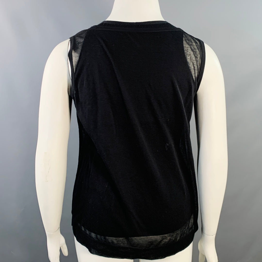 AKRIS Size L Black Silk Cotton Layered Tank Casual Top
